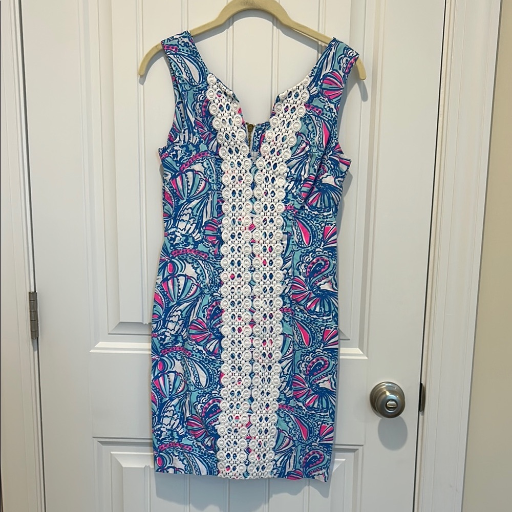 Lily Pulitzer for Target blue white pink shift dress, size 2